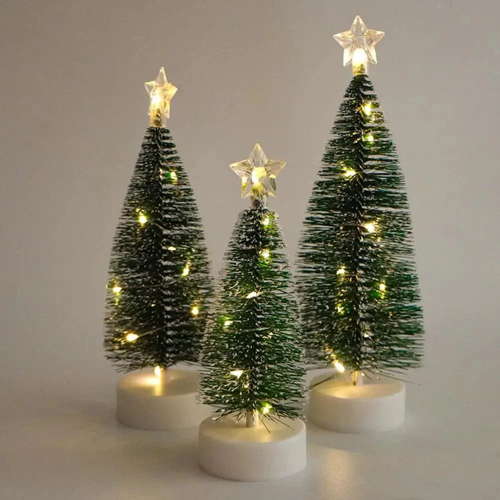 Bundle of 3 Mini Christmas Trees with LED Lights