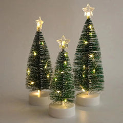 Bundle of 3 Mini Christmas Trees with LED Lights