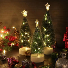 Bundle of 3 Mini Christmas Trees with LED Lights