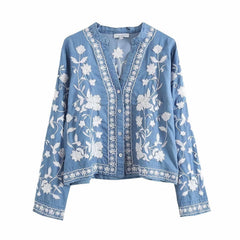 Abelia Floral Embroidered Blouse