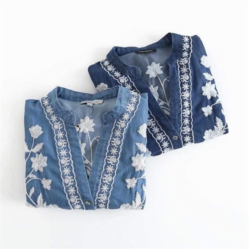 Abelia Floral Embroidered Blouse