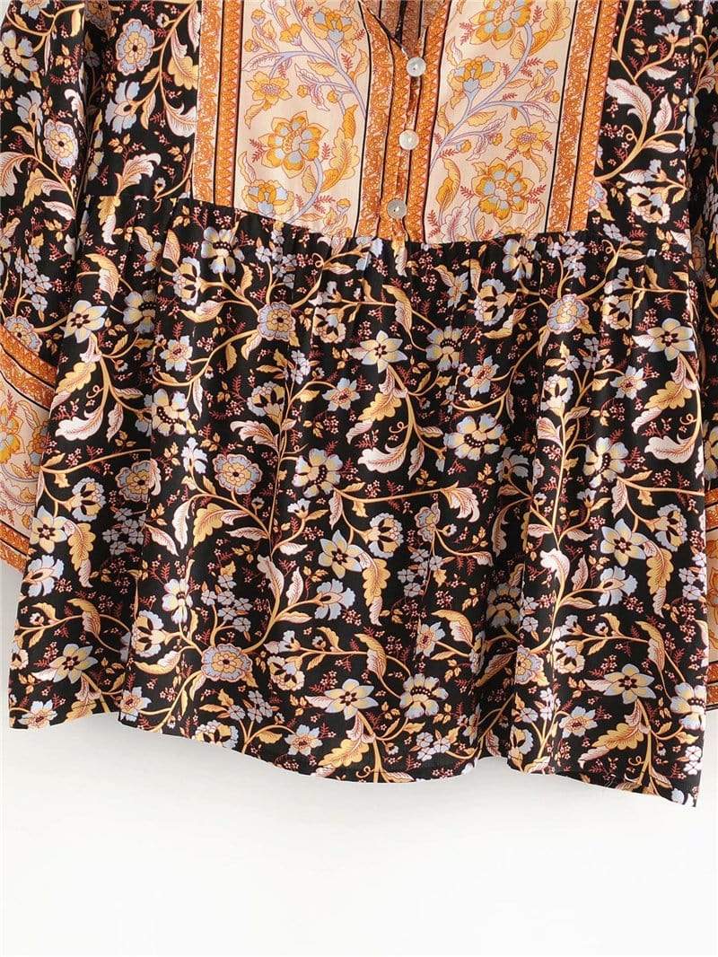 Amabel Boho Blouse in Black