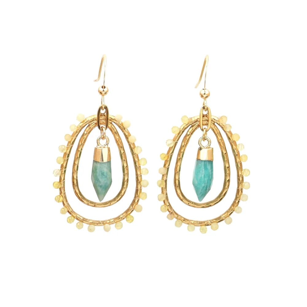 Natural Stone Teardrop Dangle Earrings