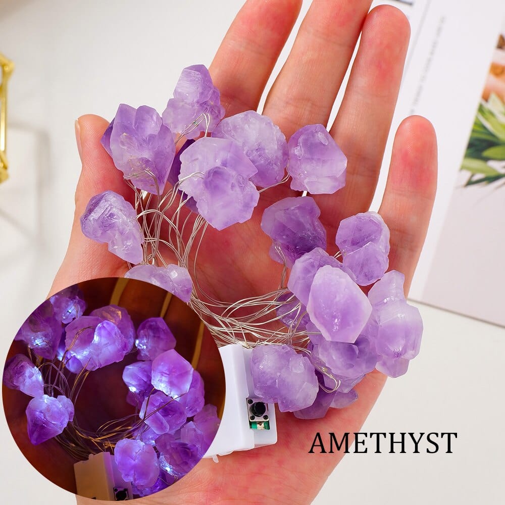 Natural Quartz Crystals String Lights