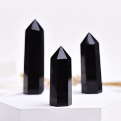 Black Obsidian Crystal Point Tower