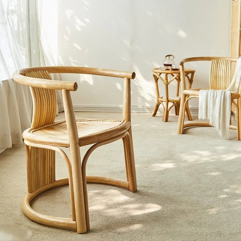 Boho Bamboo Cane Rattan Chair