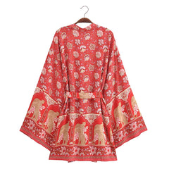 Cadence Floral Kimono In Red