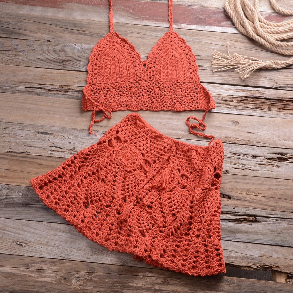 Corinna Crochet Bikini Skirt Set