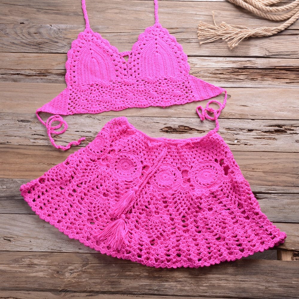 Corinna Crochet Bikini Skirt Set