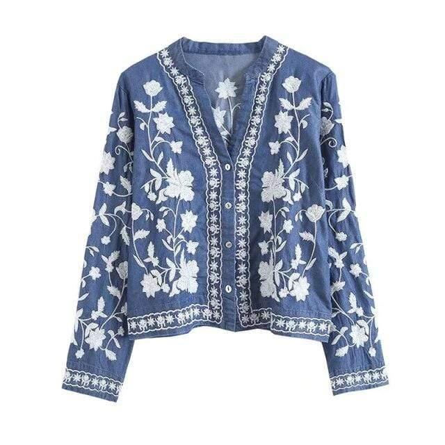 Abelia Floral Embroidered Blouse