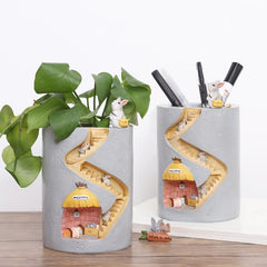 Hedgehog & Rabbit Resin Flower Pot