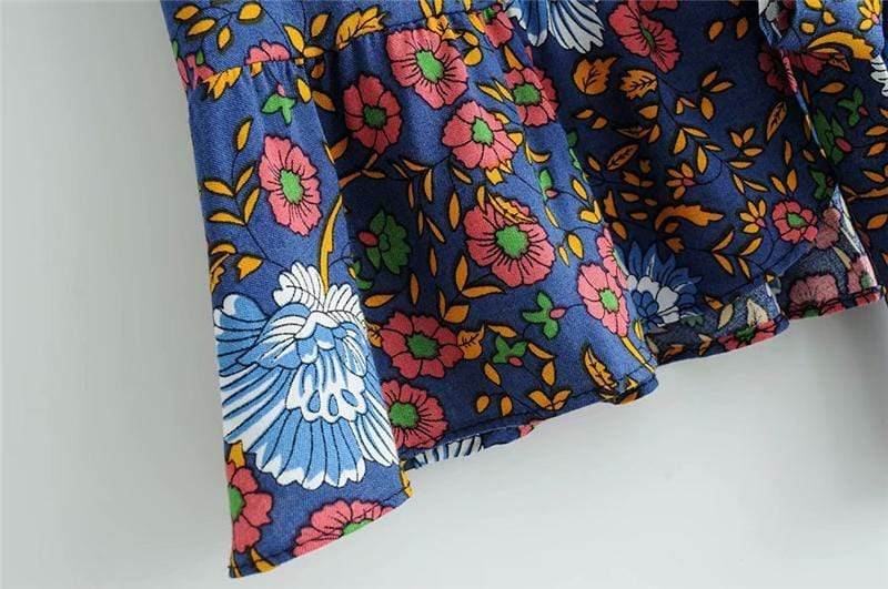 Ida Floral Tie Front Blouse in Green