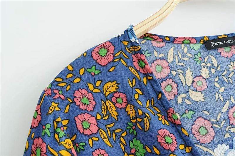 Ida Floral Tie Front Blouse in Green
