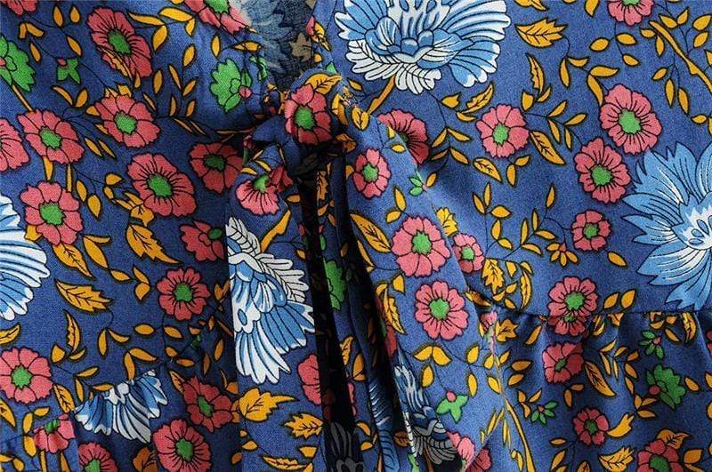 Ida Floral Tie Front Blouse in Green