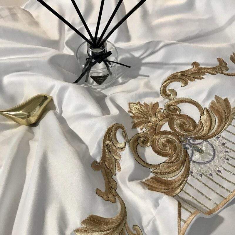 Embroidered Silky Cotton Bedding Set