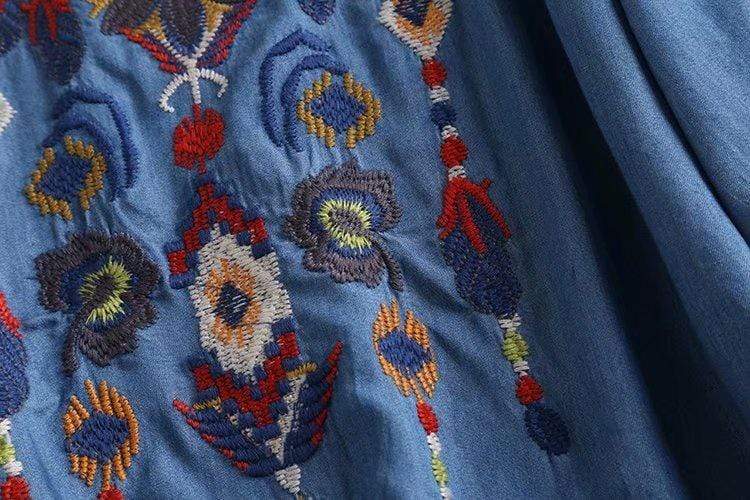 Marlee Floral Embroidery Denim Blouse