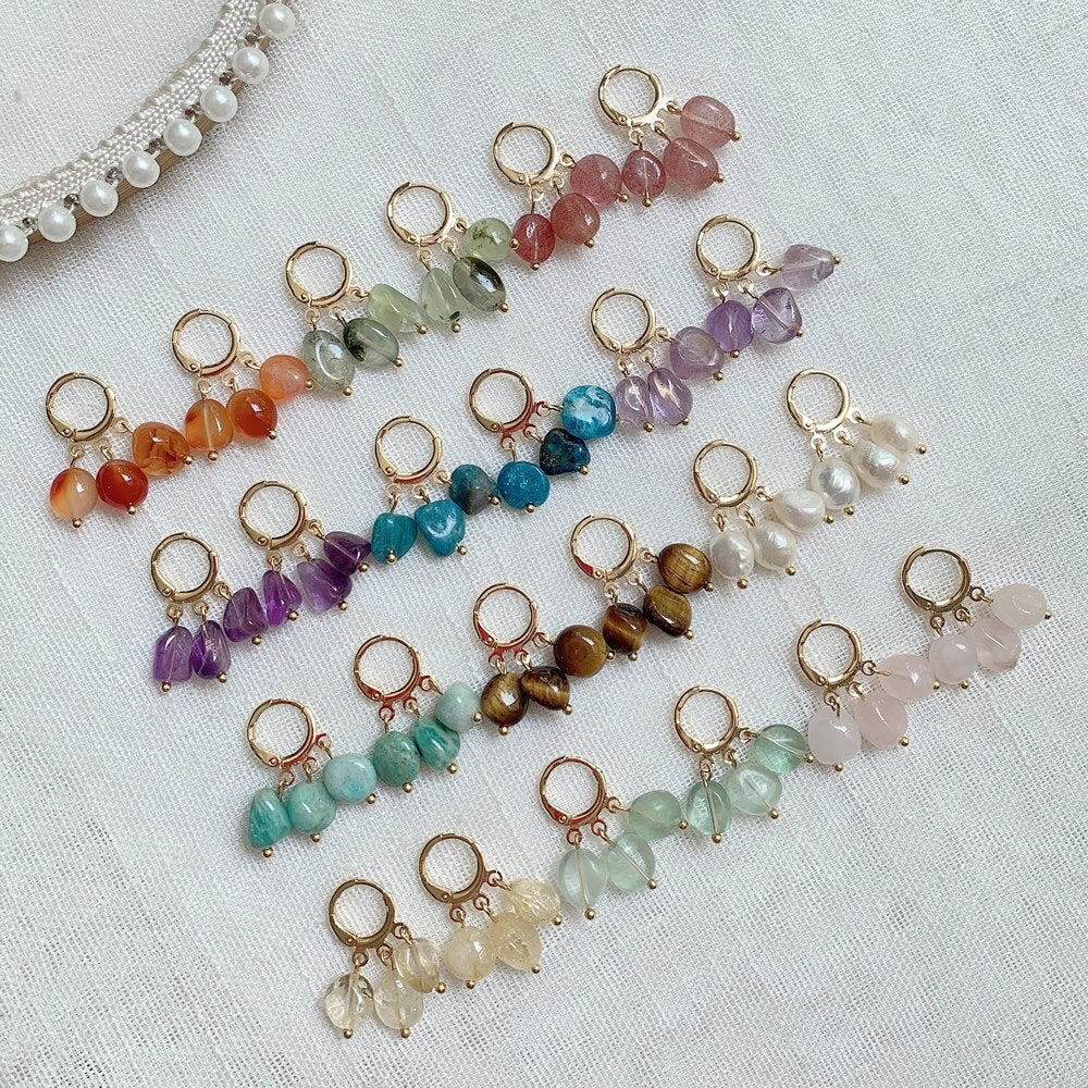 Natural Crystal Tassel Earrings