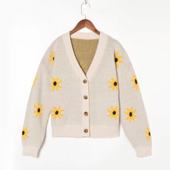 Floral Pattern Knitted Cardigan
