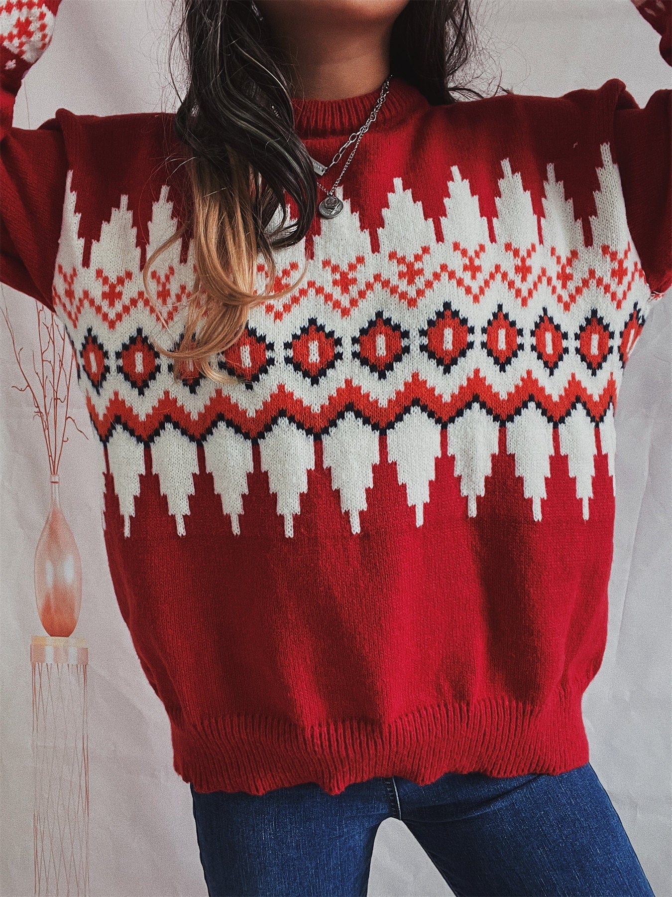 Penelope Diamond Lattice Sweater