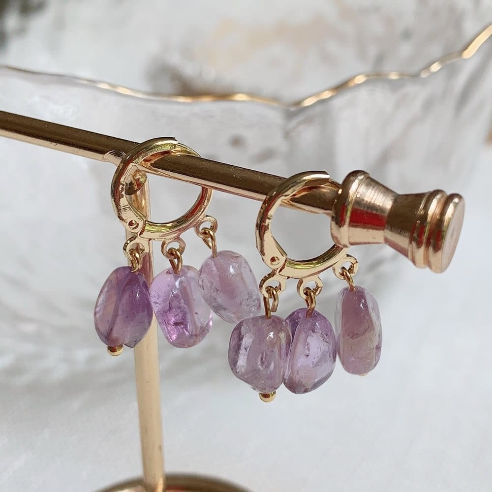 Natural Crystal Tassel Earrings