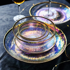 Rainbow Glass Dinner Tableware Set