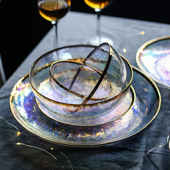 Rainbow Glass Dinner Tableware Set