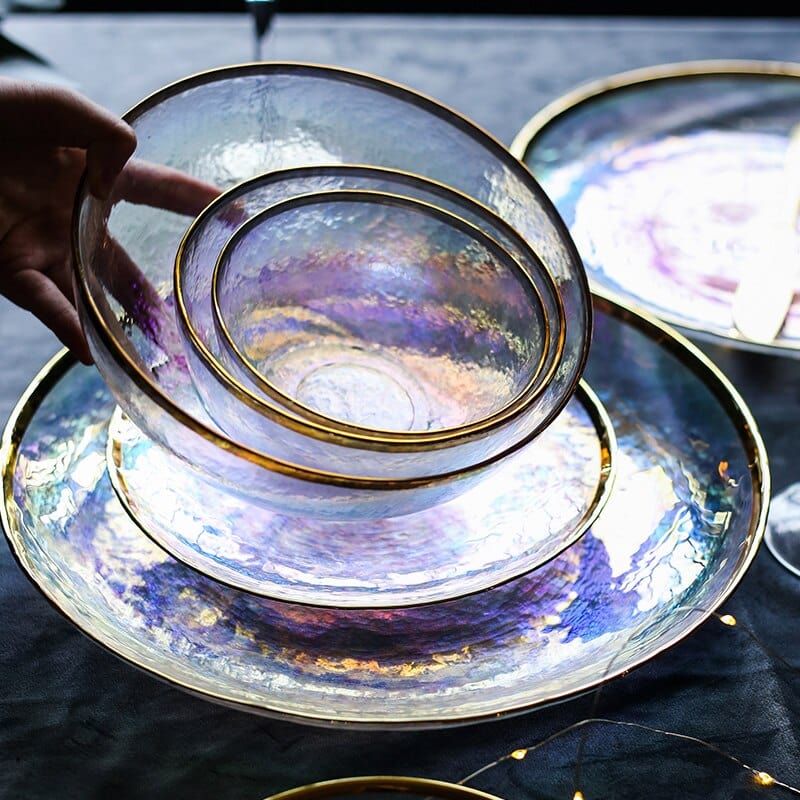 Rainbow Glass Dinner Tableware Set