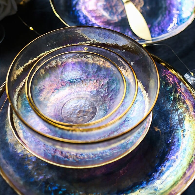 Rainbow Glass Dinner Tableware Set