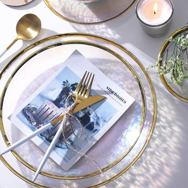 Rainbow Glass Dinner Tableware Set