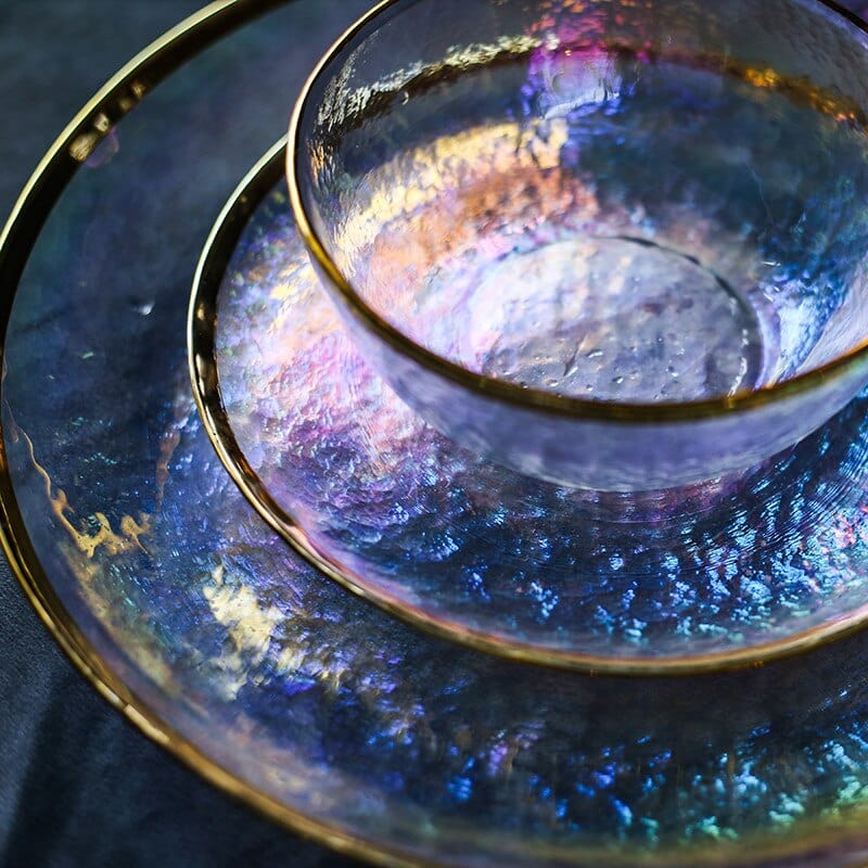 Rainbow Glass Dinner Tableware Set