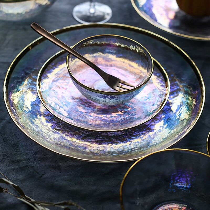 Rainbow Glass Dinner Tableware Set