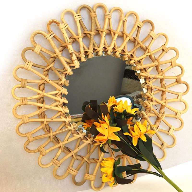 Rattan Round Hanging Mirror