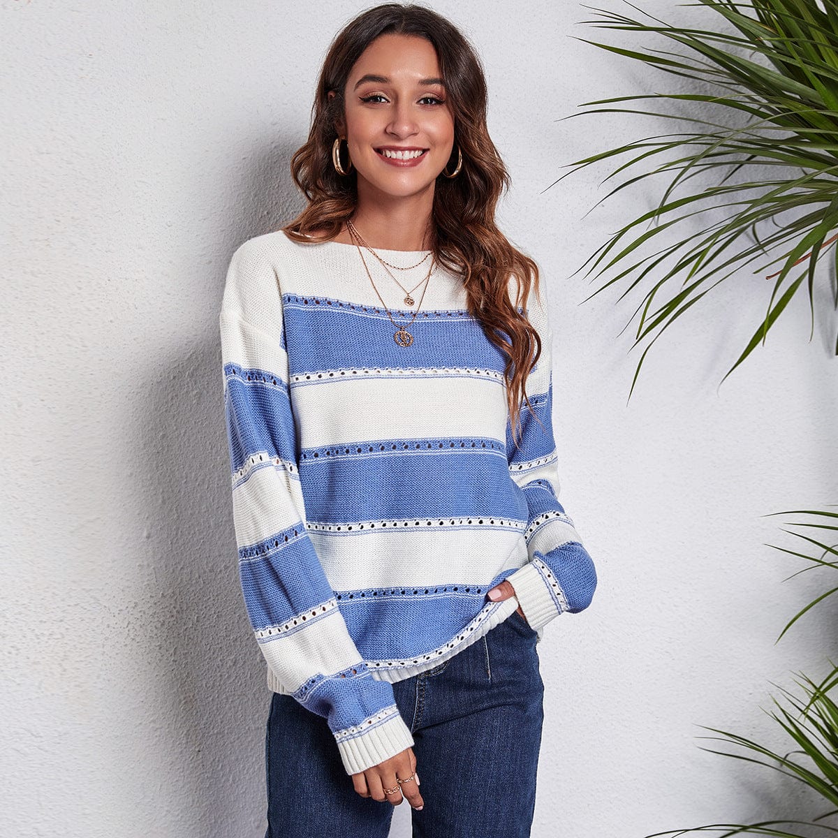 Rowan Off Shoulder Striped Sweater