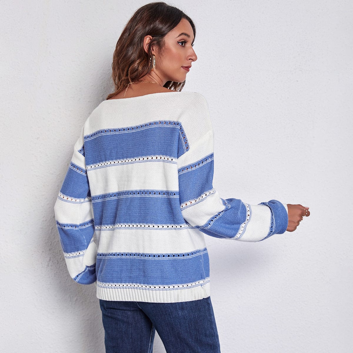Rowan Off Shoulder Striped Sweater