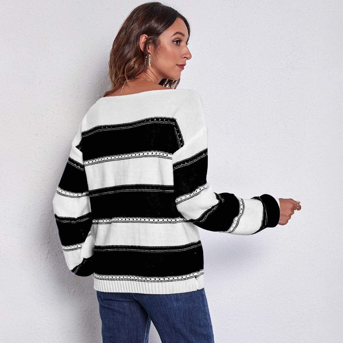 Rowan Off Shoulder Striped Sweater