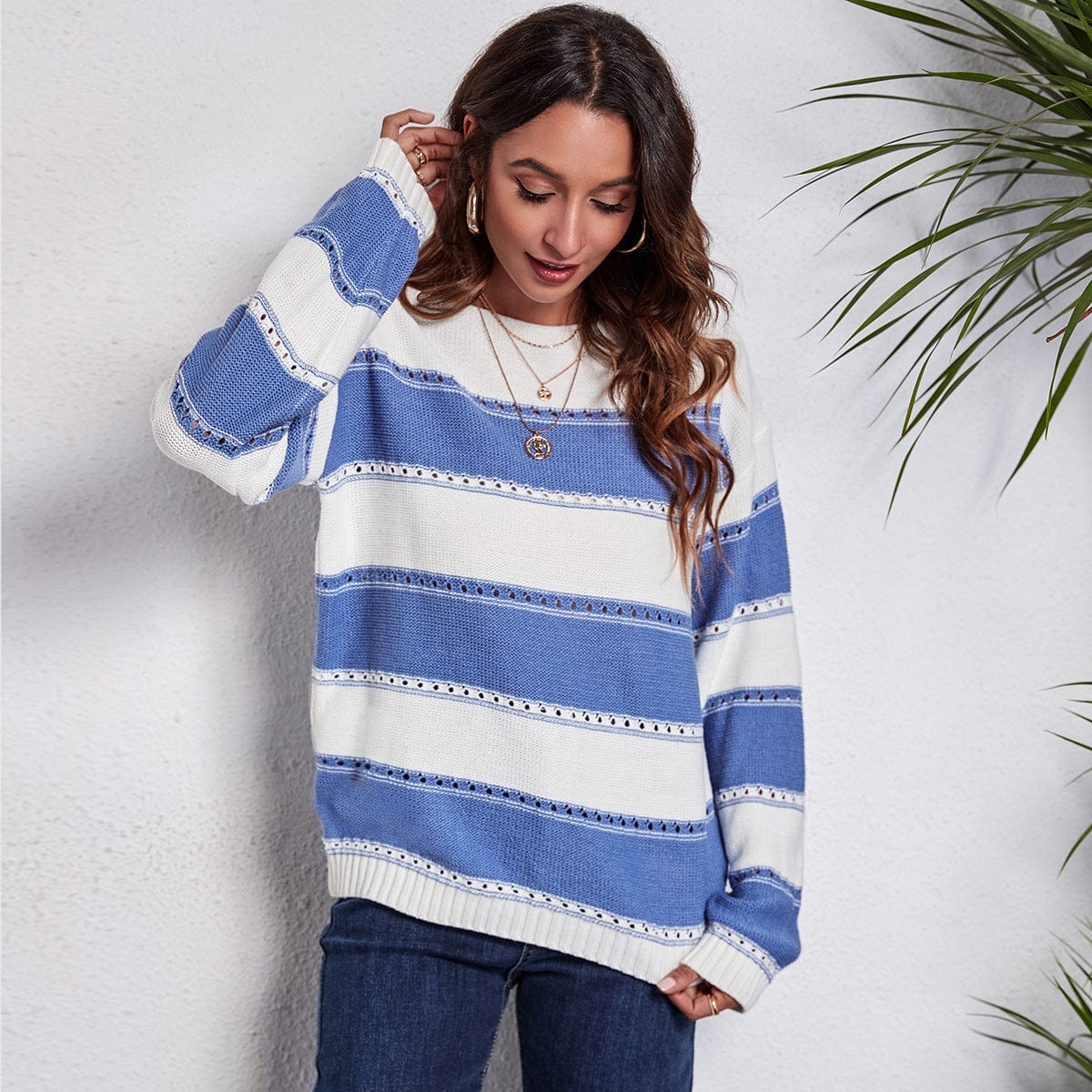 Rowan Off Shoulder Striped Sweater