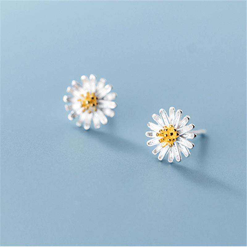 Sterling Silver Daisy Chrysanthemum Earrings