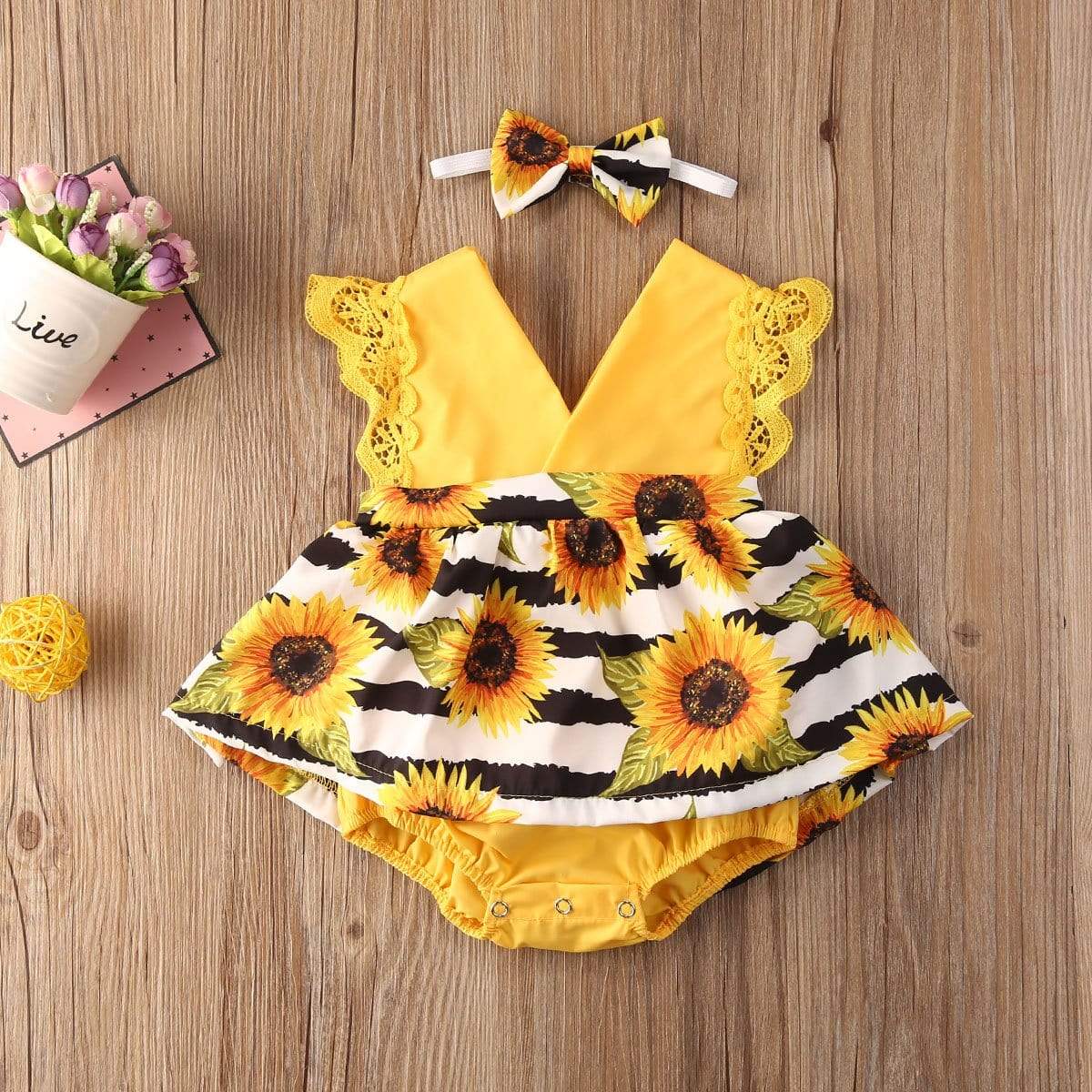 Sunflower Boho Baby Girl Outfit