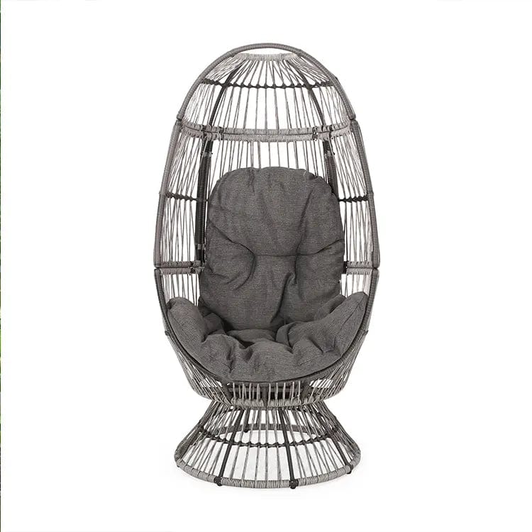 Swivel Egg Rattan Outdoor Chair with Cushion