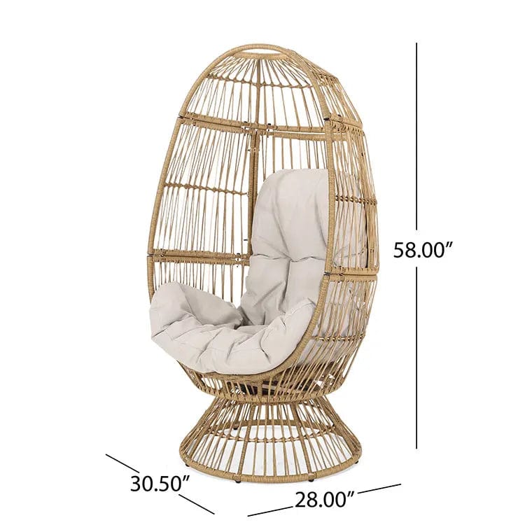 Swivel Egg Rattan Outdoor Chair with Cushion