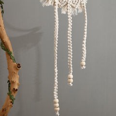 White Macrame Moon Wall Hanging Decor