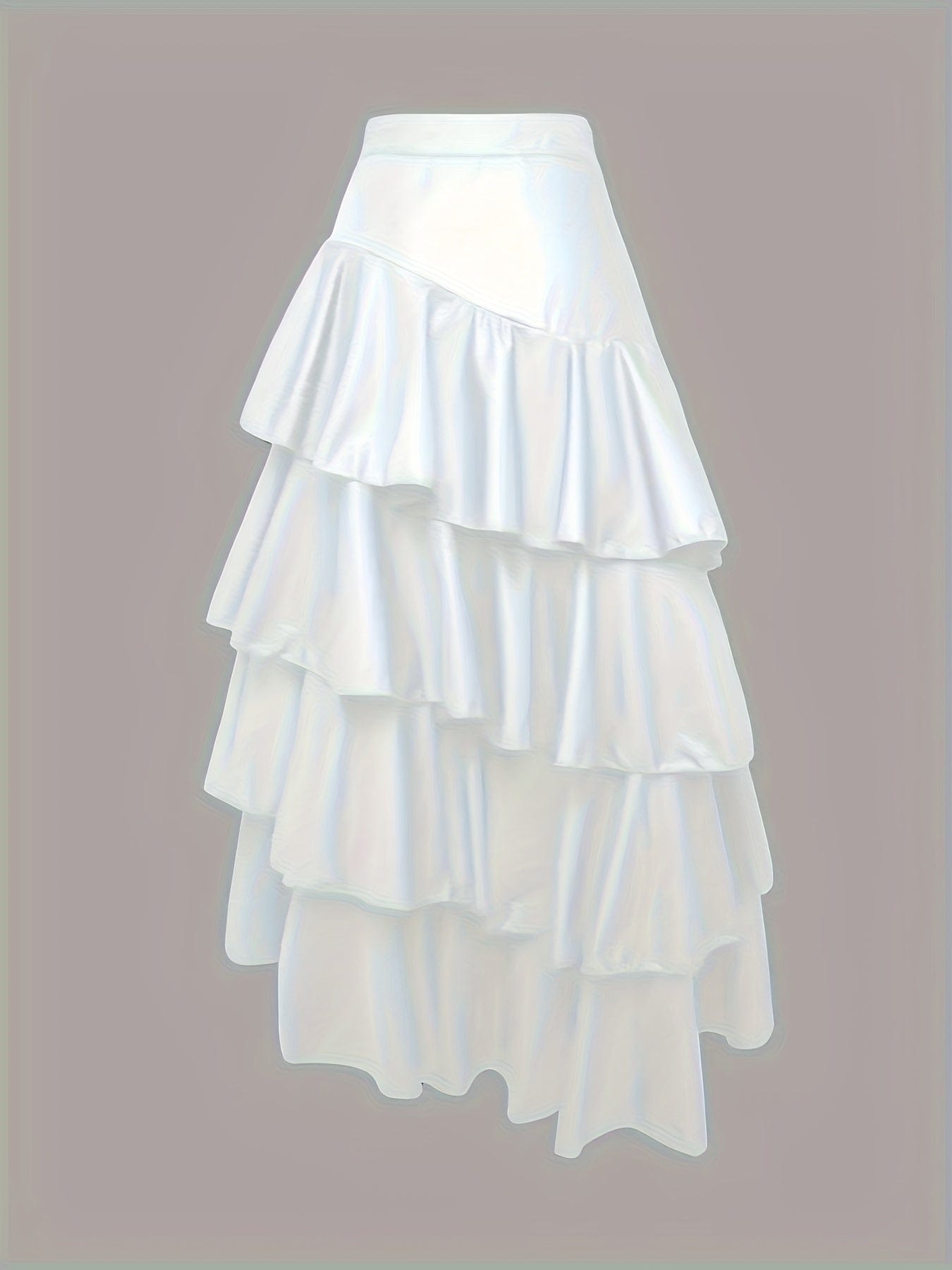 Women's A-Line High Waisted Falbala Skirt Solid Color, Versatile & Flattering