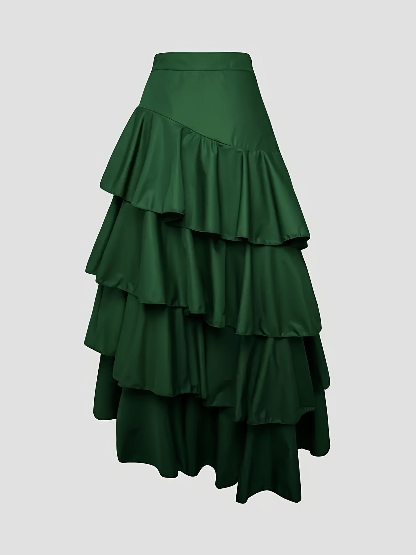 Women's A-Line High Waisted Falbala Skirt Solid Color, Versatile & Flattering