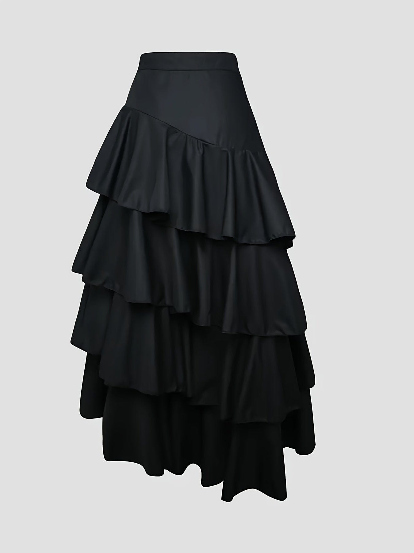 Women's A-Line High Waisted Falbala Skirt Solid Color, Versatile & Flattering