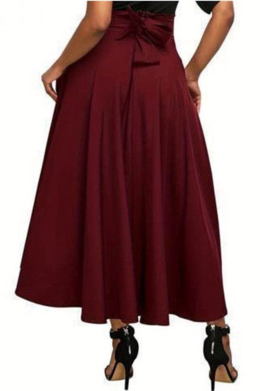 Women's High Waist Pleated Midi Skirt A-Line, Belted & Flowy with Pockets