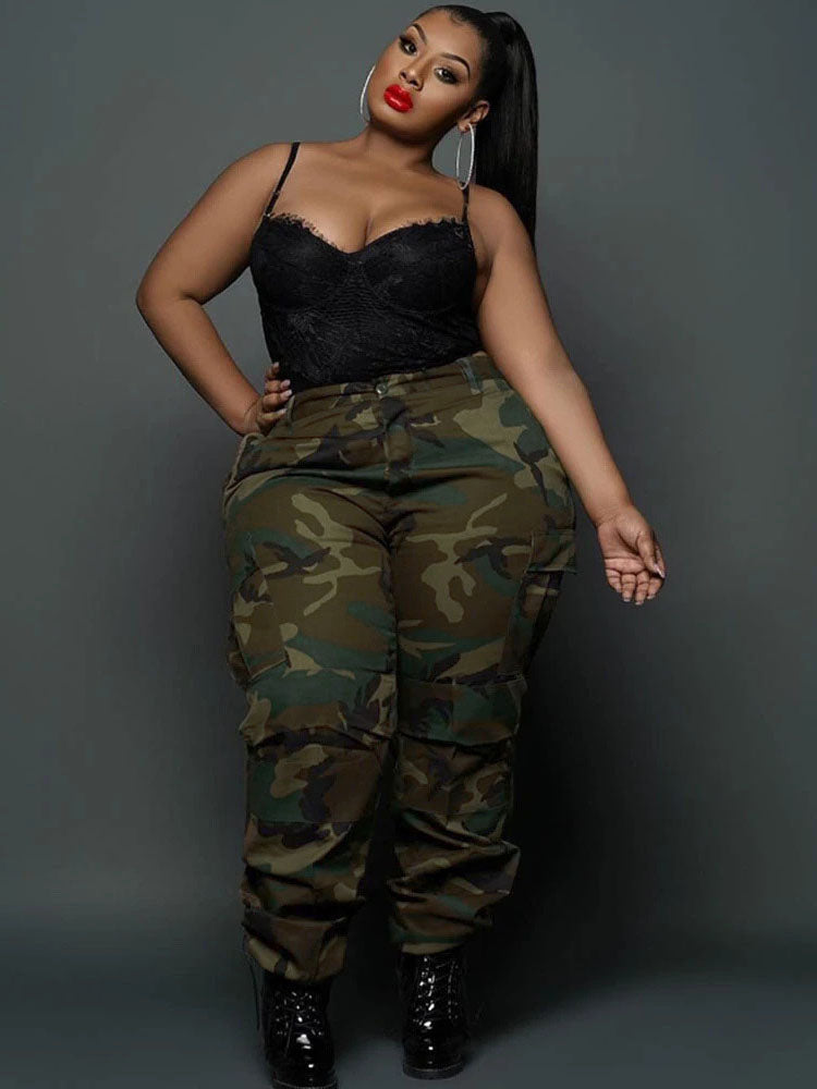 Plus Size Camouflage Print Long Pants