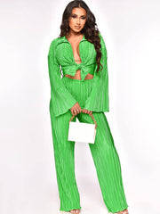 Two Piece Bell Sleeve Tops & Wide Leg Pants