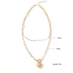 Pearl Coin Penadant Chain Necklace