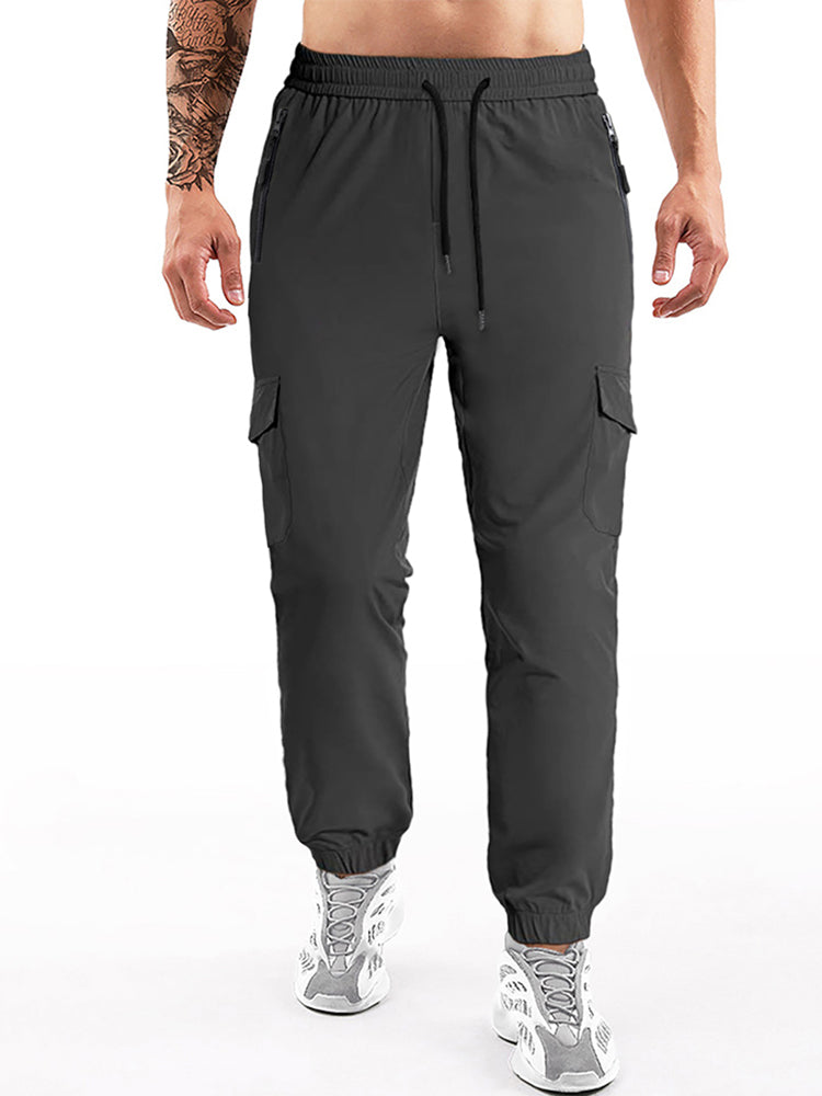 Mens Drawstring Elastic Waist Long Pants