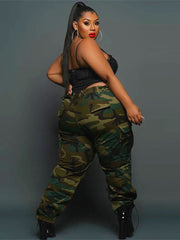 Plus Size Camouflage Print Long Pants